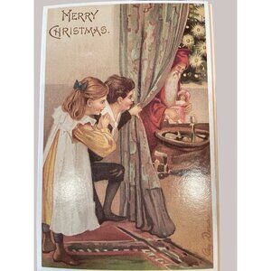 Set of 10  Victorian Christmas & New Year Postcards Set Girls Boys Santa Angels